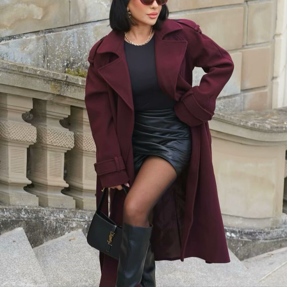 Manteau Long en Laine à Double Boutonnage - Molinse