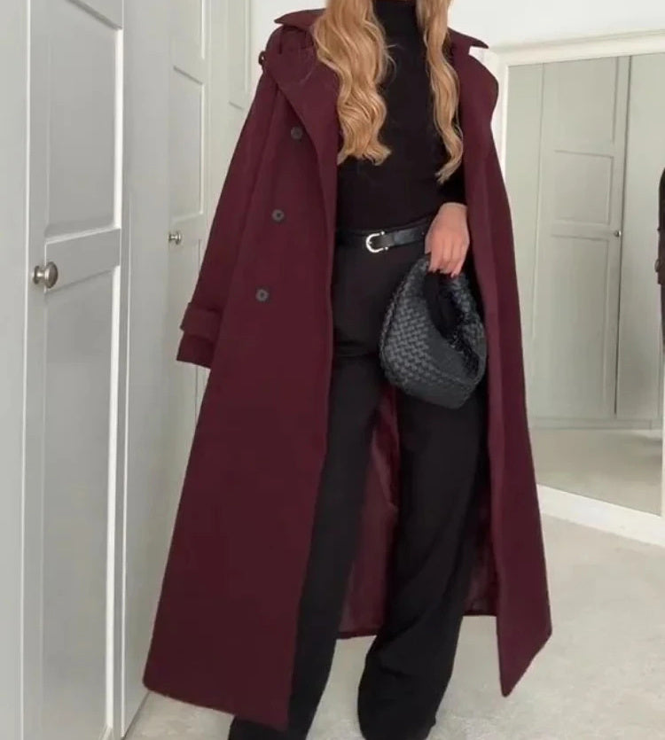 Manteau Long en Laine à Double Boutonnage - Molinse