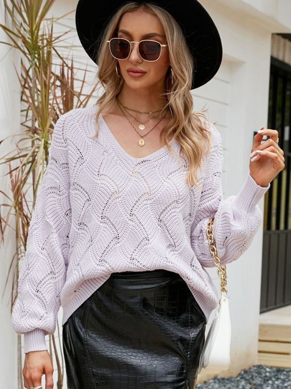 Pull col V uni pour femme - Molinse