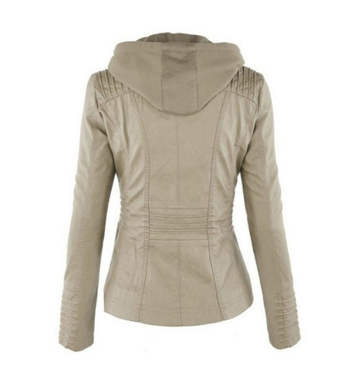 Veste en cuir  avec capuche - Molinse