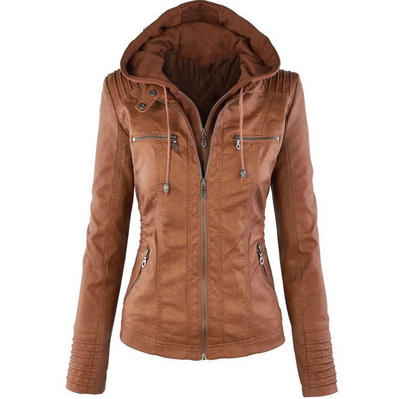 Veste en cuir  avec capuche - Molinse