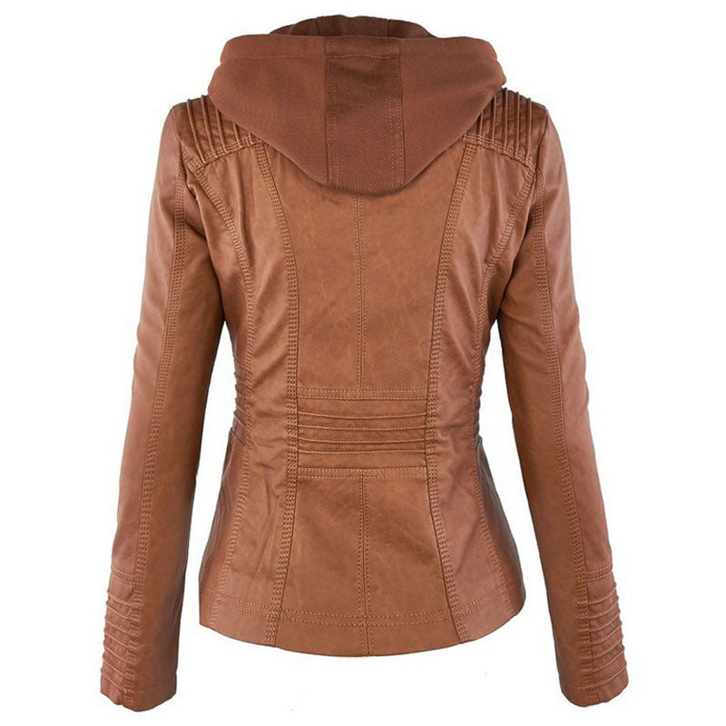Veste en cuir  avec capuche - Molinse