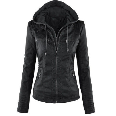 Veste en cuir  avec capuche - Molinse