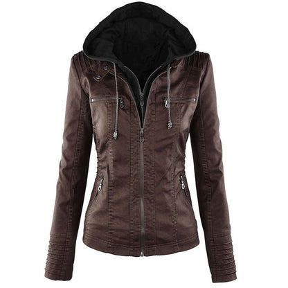 Veste en cuir  avec capuche - Molinse