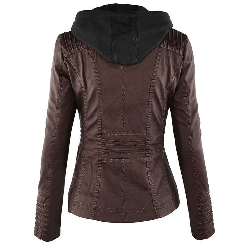 Veste en cuir  avec capuche - Molinse
