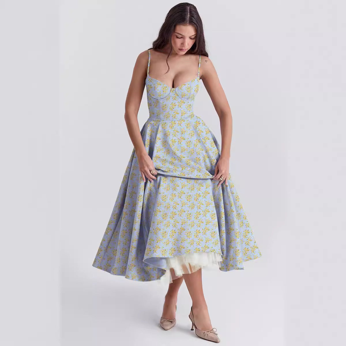 Laura™ | Robe Midi Satinée avec Décolleté en Cœur - Élégance et Confort - Molinse