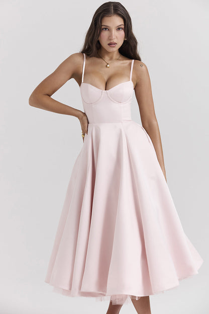 Laura™ | Robe Midi Satinée avec Décolleté en Cœur - Élégance et Confort - Molinse