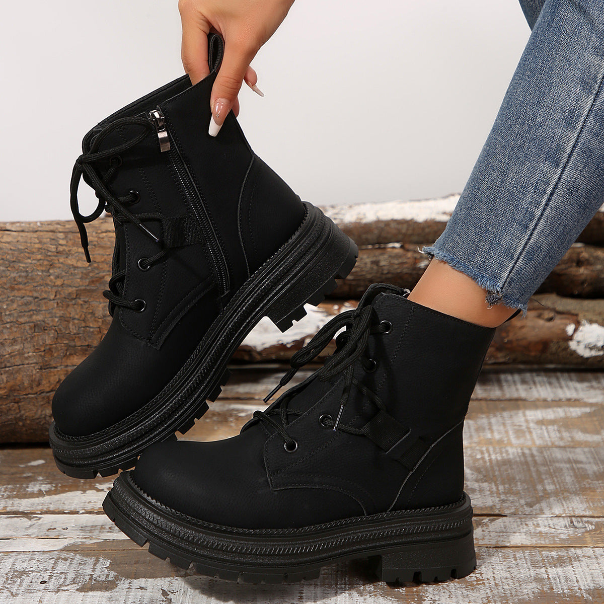 SILA - Bottines à talon carré lacées - Molinse