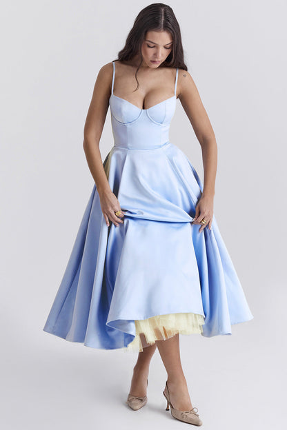 Laura™ | Robe Midi Satinée avec Décolleté en Cœur - Élégance et Confort - Molinse