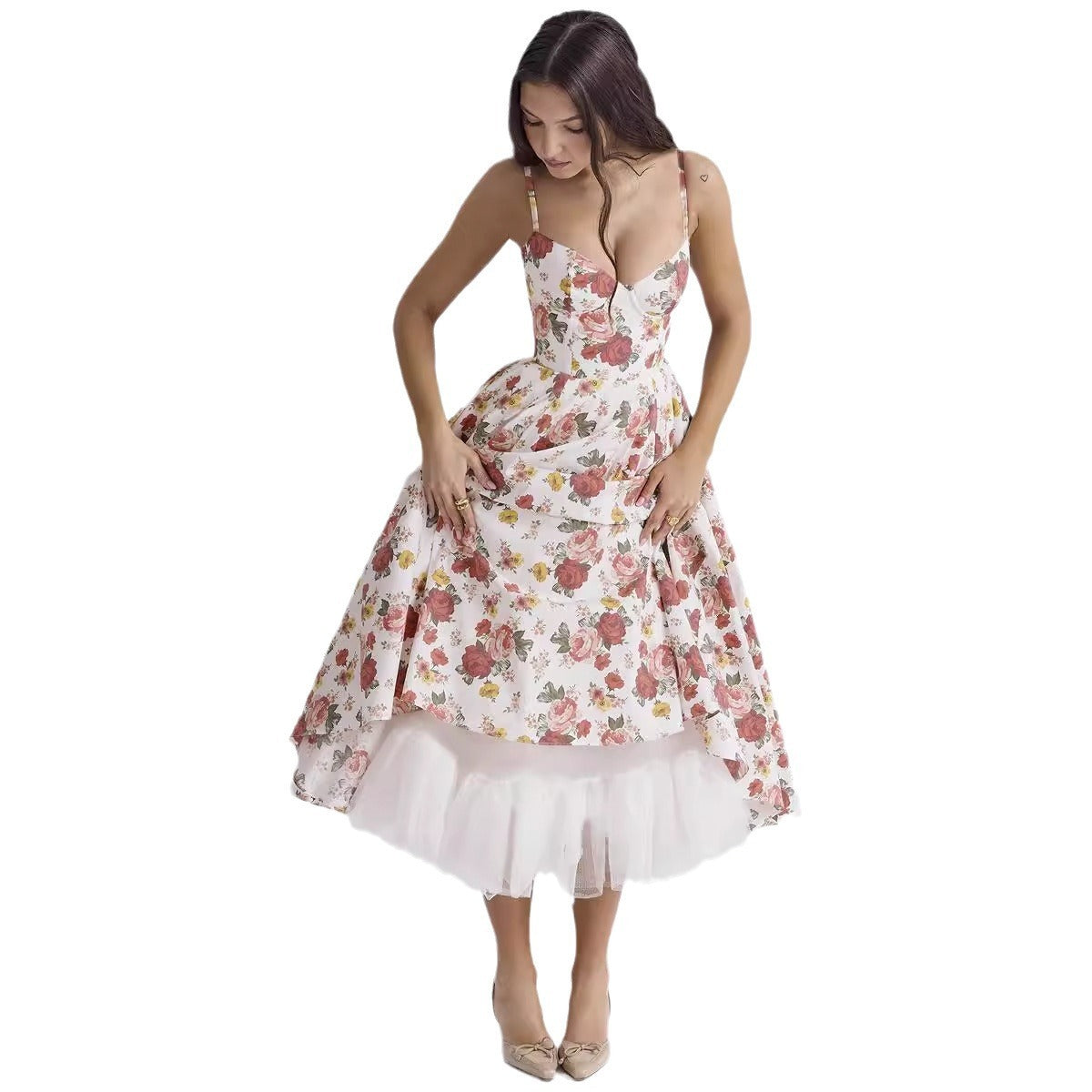 Laura™ | Robe Midi Satinée avec Décolleté en Cœur - Élégance et Confort - Molinse