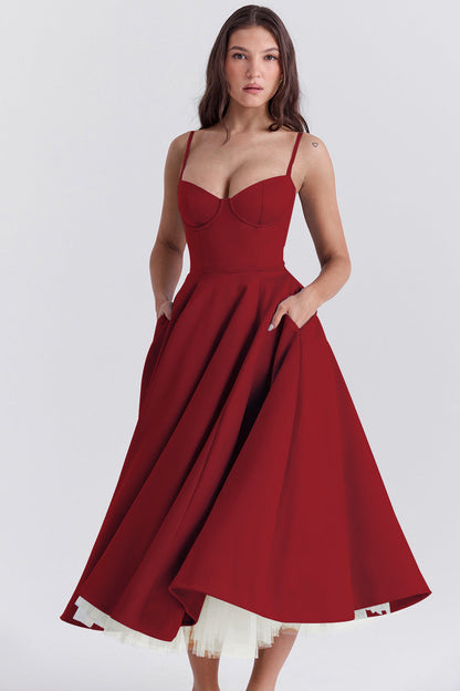 Laura™ | Robe Midi Satinée avec Décolleté en Cœur - Élégance et Confort - Molinse