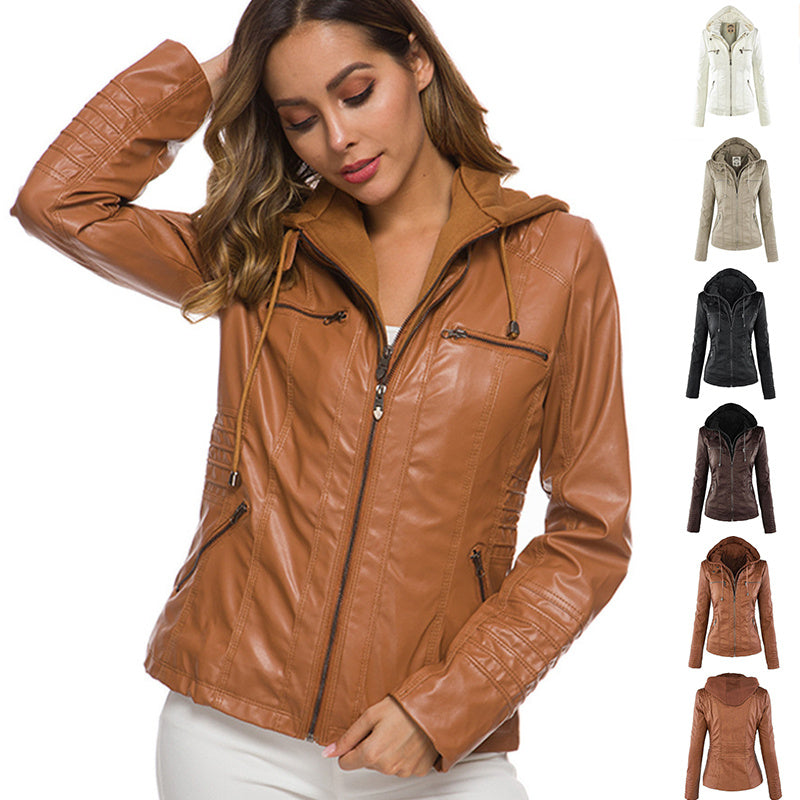 Veste en cuir  avec capuche - Molinse