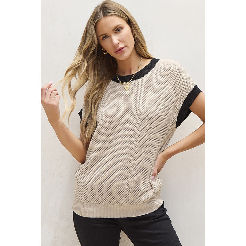 Pull Contrasté à Col Rond Style Décontracté - Molinse