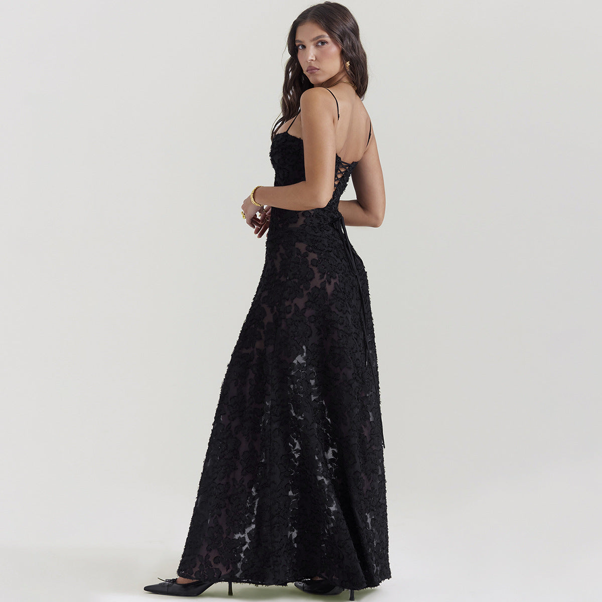Katy™ | Robe Satinée à Dos Lacé - Élégance Romantique et Confort Luxueux - Molinse