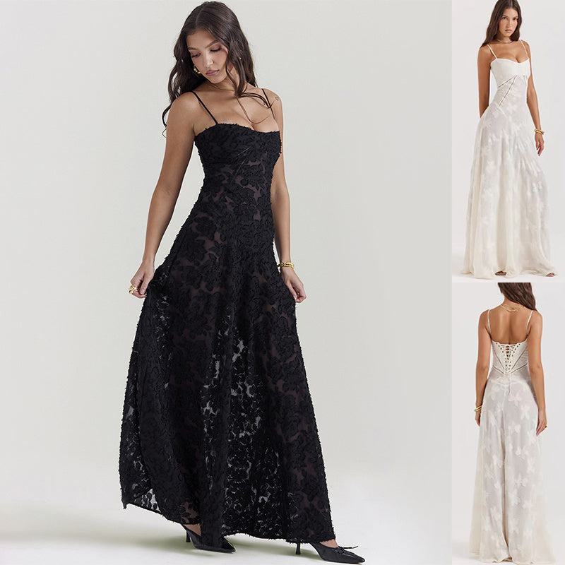 Katy™ | Robe Satinée à Dos Lacé - Élégance Romantique et Confort Luxueux - Molinse