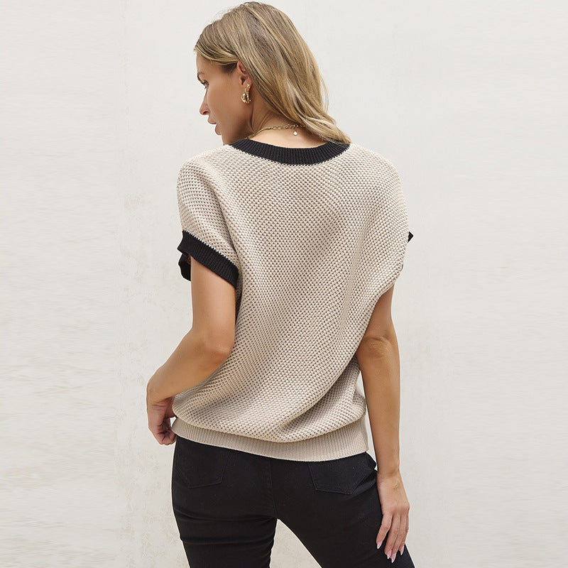 Pull Contrasté à Col Rond Style Décontracté - Molinse