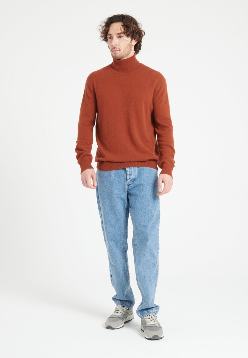 Pull col roulé cachemire terracotta homme - LUKE 3-1