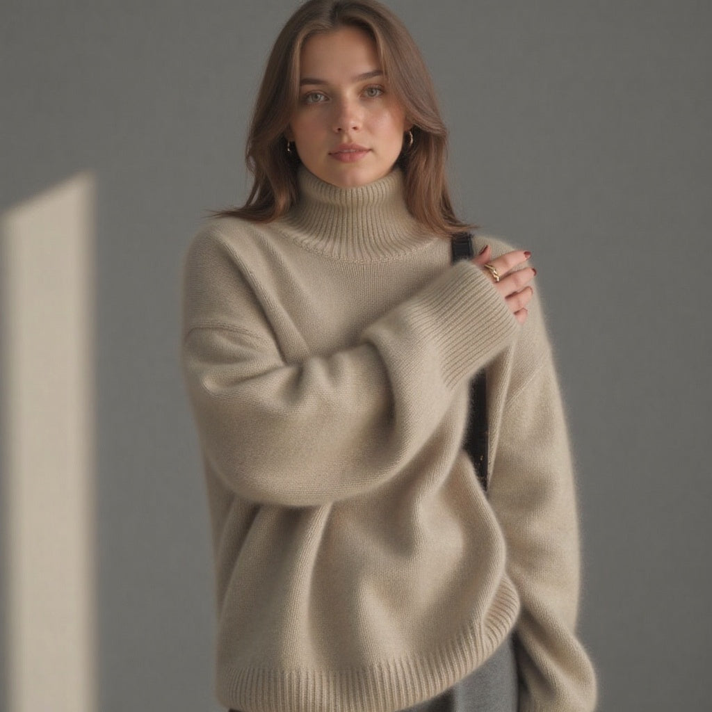 Pull Col Roulé Oversize en Cachemire - Molinse